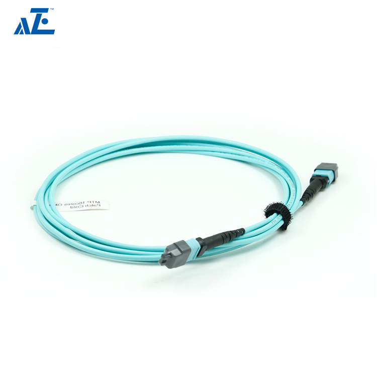 MTP Female 12 Fibers Type B Plenum (OFNP) OM3 50/125 Multimode Elite Trunk Cable, Aqua