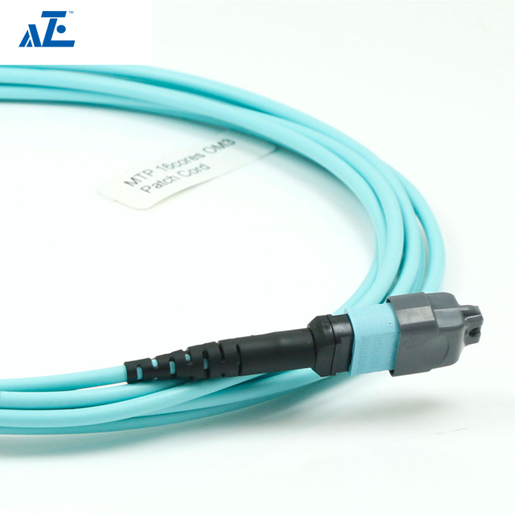 MTP Female 12 Fibers Type B Plenum (OFNP) OM3 50/125 Multimode Elite Trunk Cable, Aqua