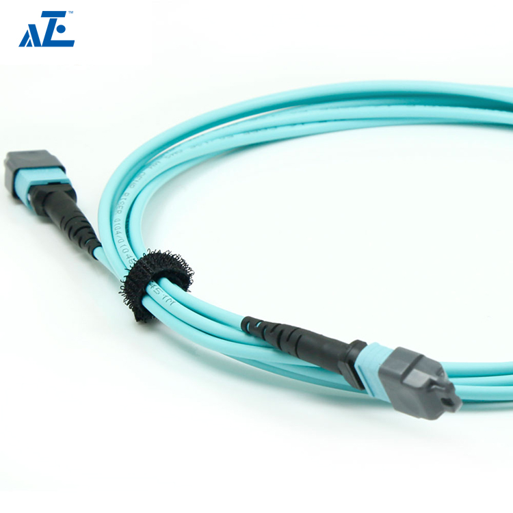 MTP Female 12 Fibers Type B Plenum (OFNP) OM3 50/125 Multimode Elite Trunk Cable, Aqua