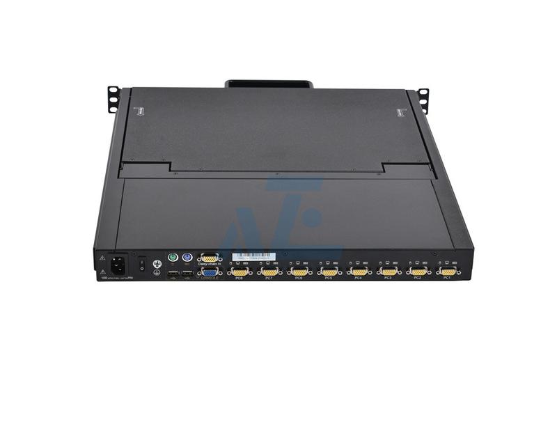 1U Rack Mount 17" 8 Port FHD LCD KVM Console 1080P