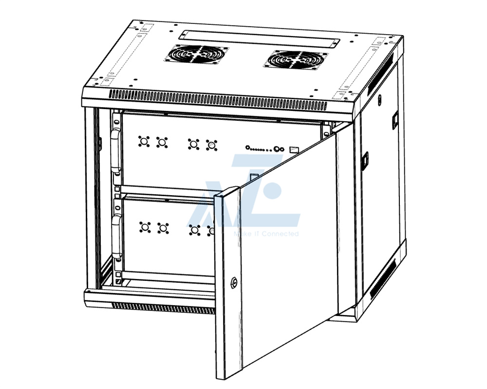 9U IP20 Indoor Energy Storage Wall Mount Battery Cabinet