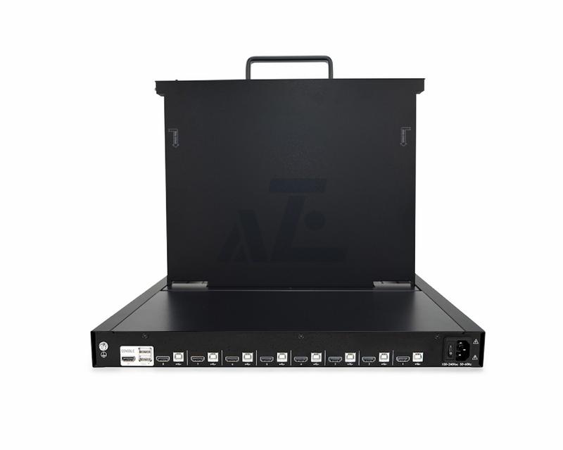 1U Rack Mount 8 Port USB HDMI 19" LCD KVM Console