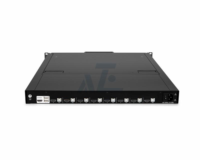 1U Rack Mount 8 Port USB HDMI 17.3" Widescreen LCD KVM Console