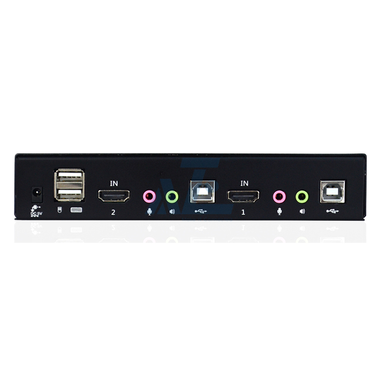 2 Port Desktop HDMI KVM Switch with USB Peripheral & Audio, Cables Included