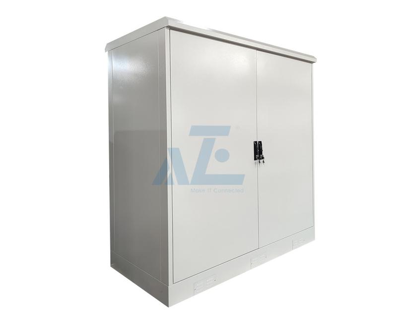 32U Waterproof Dual Bay Outdoor Network Cabinets with DC48V Powered Air Conditioner