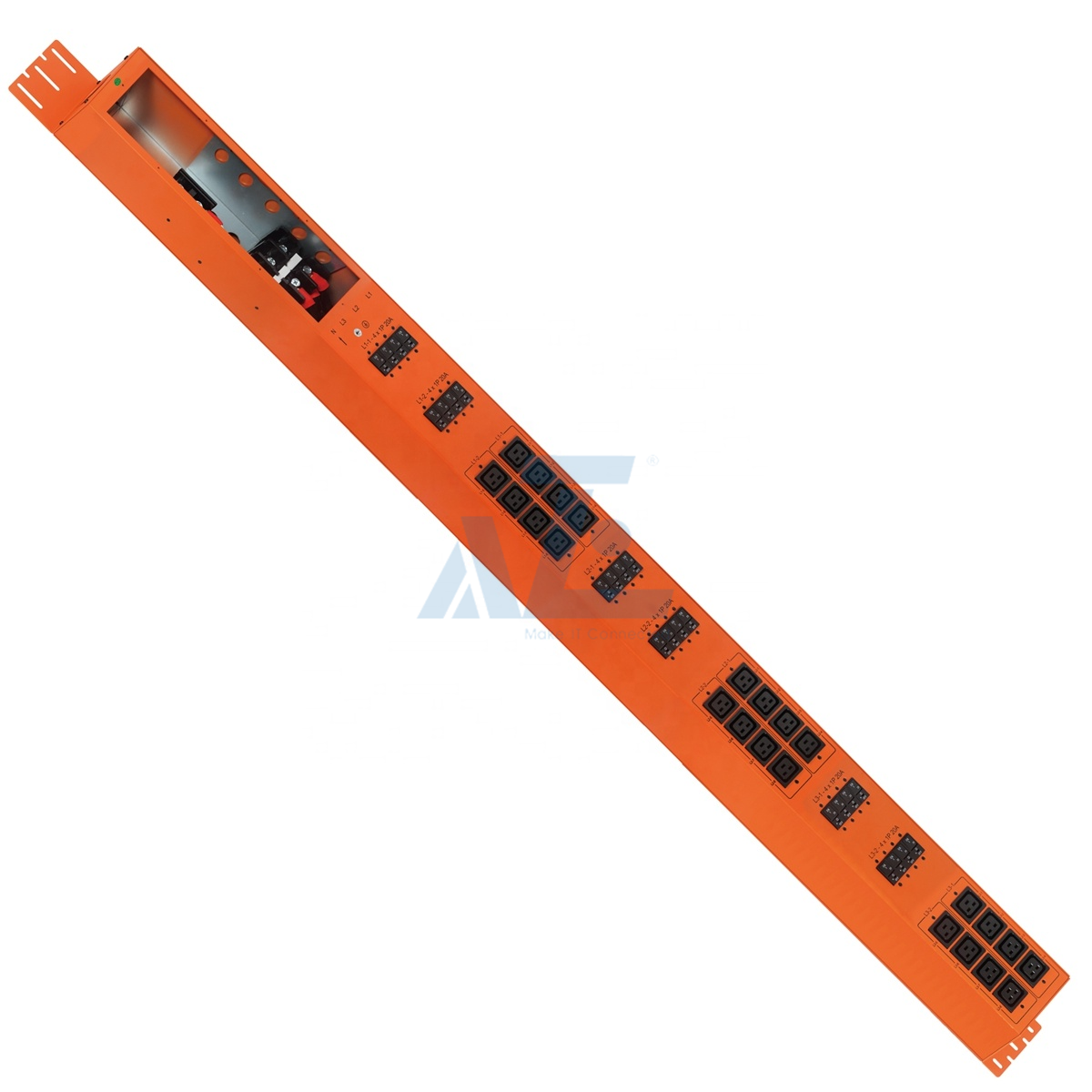 Basic Mining PDU, 3 Phase, 415V/80A, (12) C19, w/ Hydraulic Magnetic Circuit Breakers, Orange