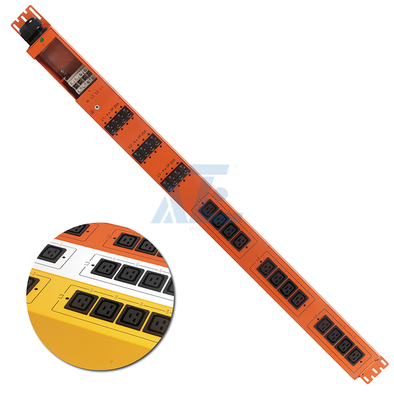 Basic Mining PDU, 3 Phase, 415V/80A, (12) C19, w/ Hydraulic Magnetic Circuit Breakers, Orange