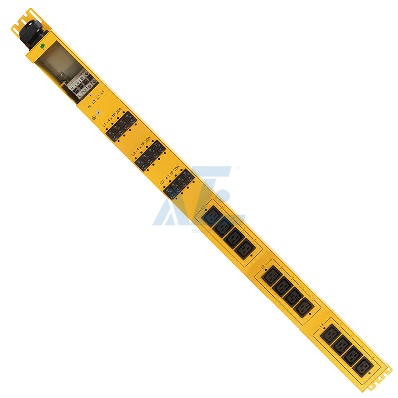 Basic Mining PDU, 3 Phase, 415V/80A, (12) C19, w/ Hydraulic Magnetic Circuit Breakers, Yellow