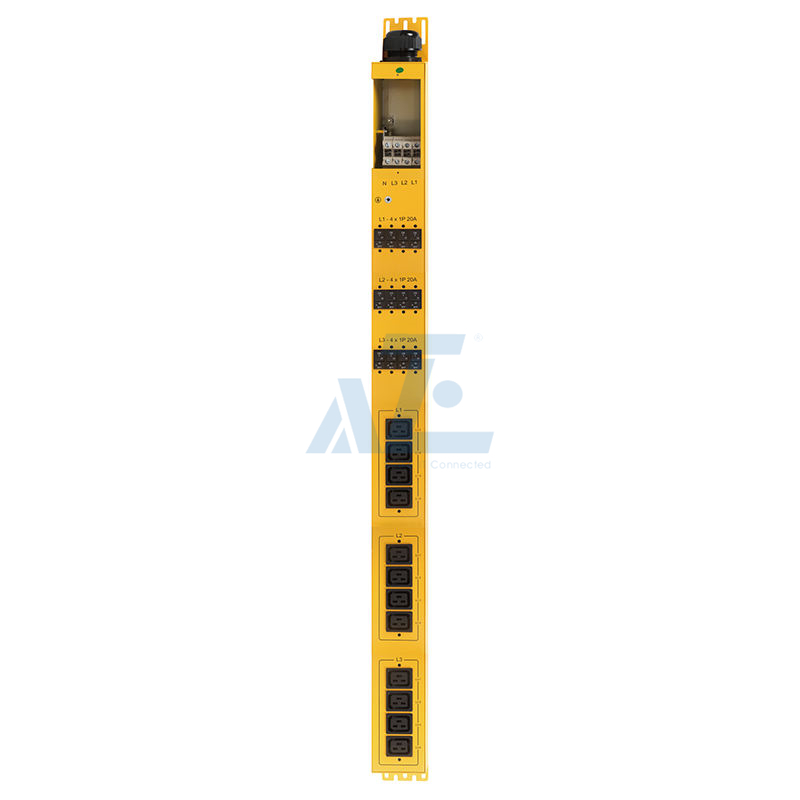 Basic Mining PDU, 3 Phase, 415V/80A, (12) C19, w/ Hydraulic Magnetic Circuit Breakers, Yellow