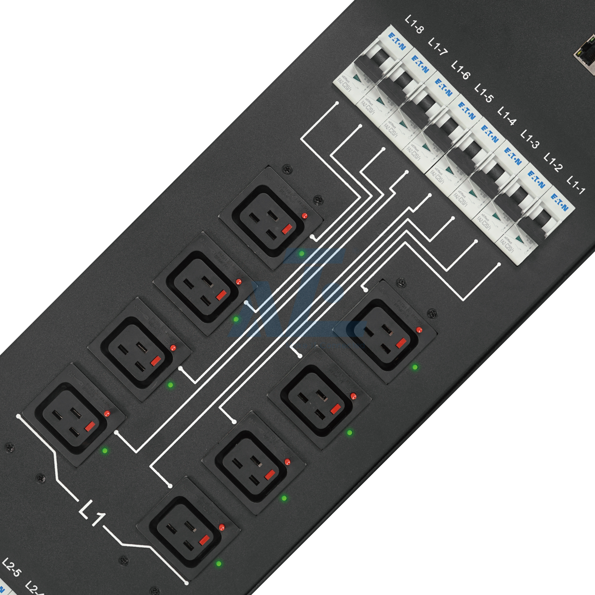 Crypto Smart Mining PDU, 3 Phase, 415V/160A, (24) Lockable C19, w/ Circuit Breakers