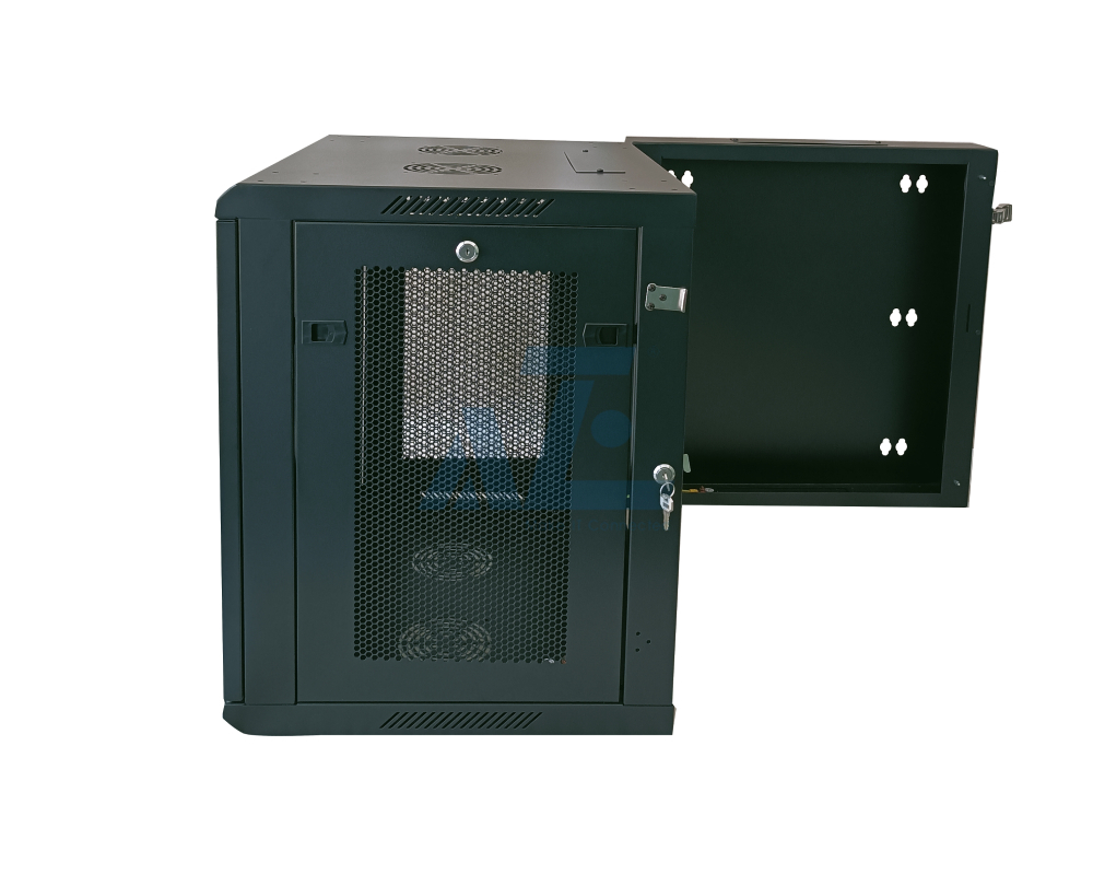 Hinged Wall Mount Rack Enclosure, 18U, Black, 902H x 600W x 600D mm