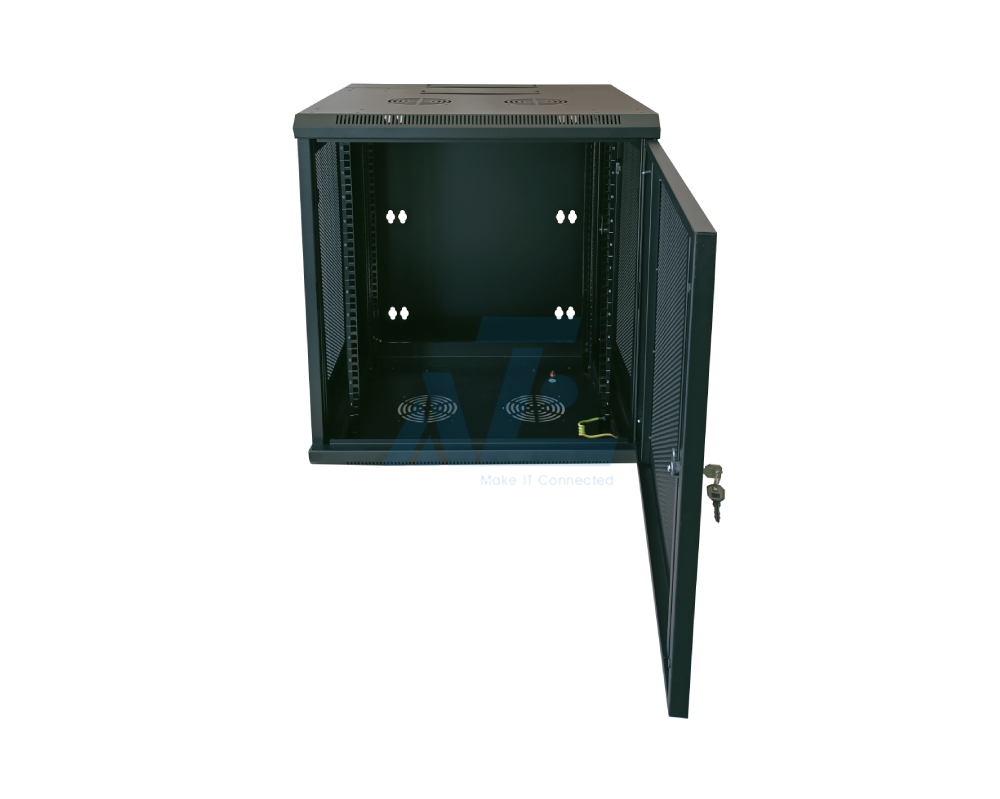 Hinged Wall Mount Rack Enclosure, 18U, Black, 902H x 600W x 600D mm