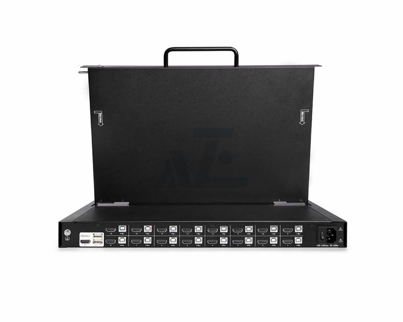 1U Rack Mount 16 Port USB HDMI 18.5" Widescreen LCD KVM Console